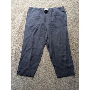 J Jill Linen Cropped Pants Women M Grey Elastic Waist Casual Minimalist